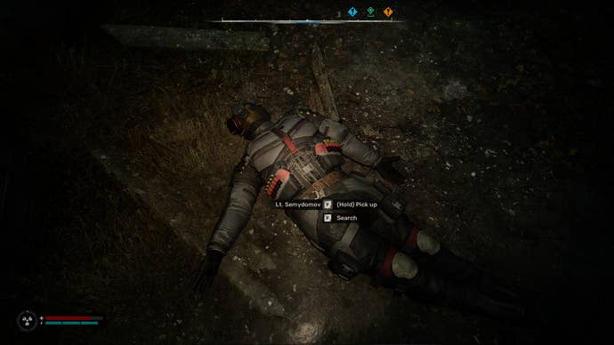 A slain Duty lieutenant in STALKER 2: Heart of Chornobyl.