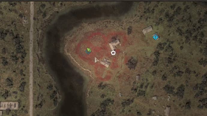 The location of the root cellar within the Poppy Field is marked on the map in Stalker 2
