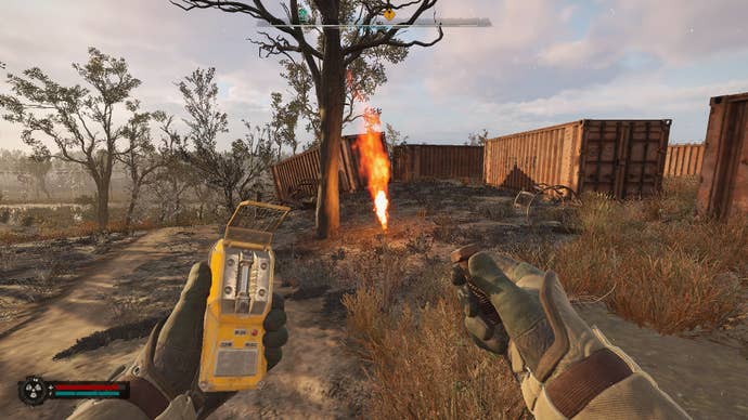 The player faces a Burner anomaly in Stalker 2