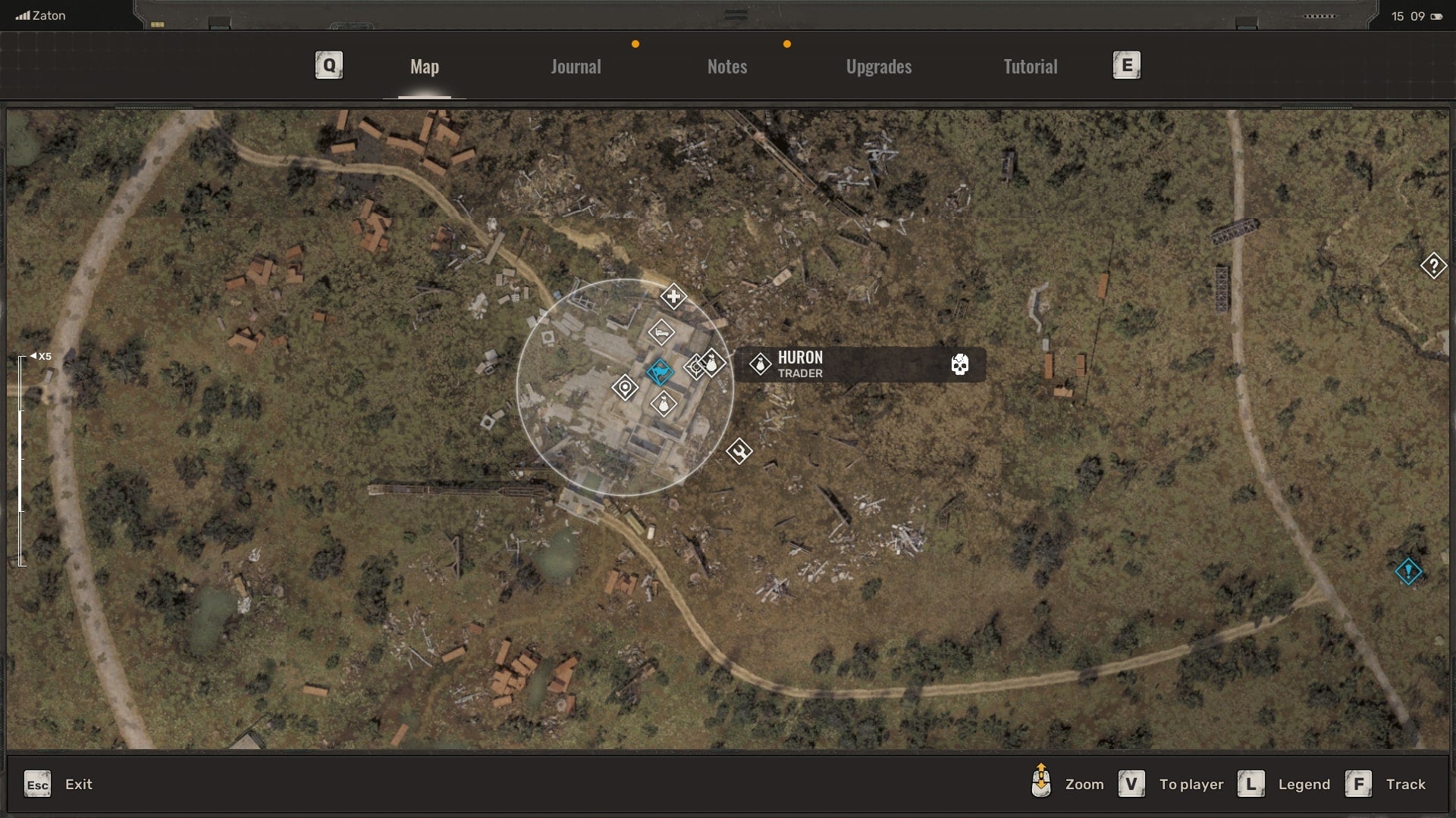 The location of Trader, Huron, in Garbage's Slag Heap is shown on the Stalker 2 map - 5