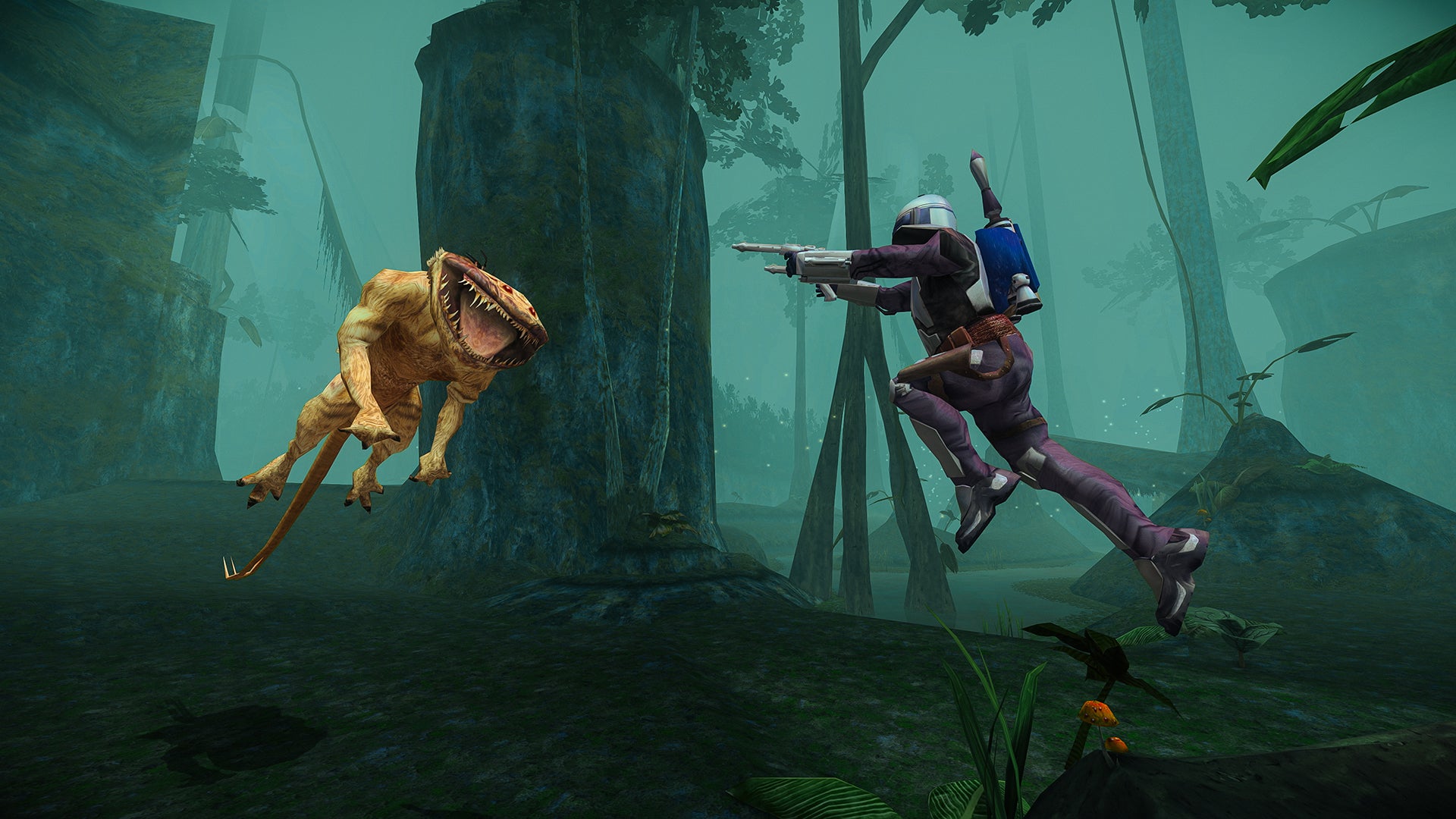 Star Wars: Bounty Hunter - Jango Fett faces a nexu