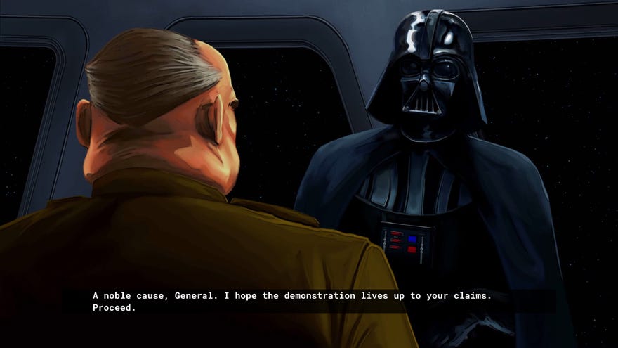 Dark Vader talks to a general in a brown uniform in Star Wars Dark Forces Remaster