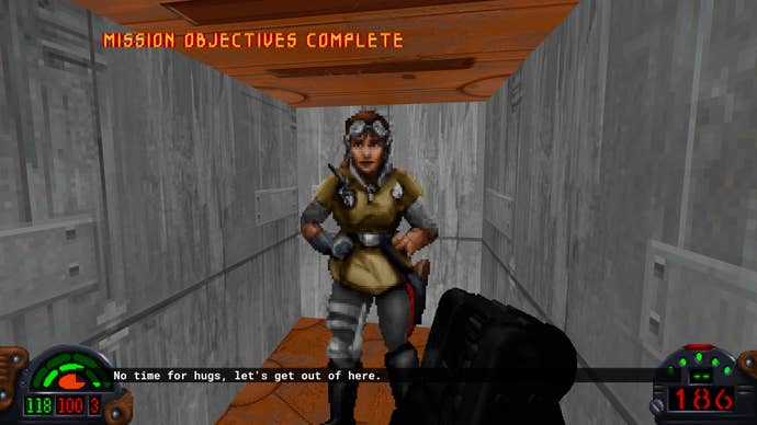The player rescues Jan Ors in Star Wars Dark Forces Remaster