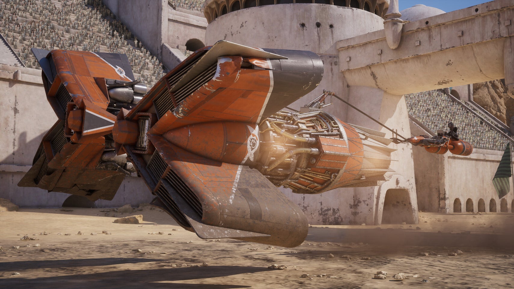 Star Wars Galactic Racer ship getting ready for a race
