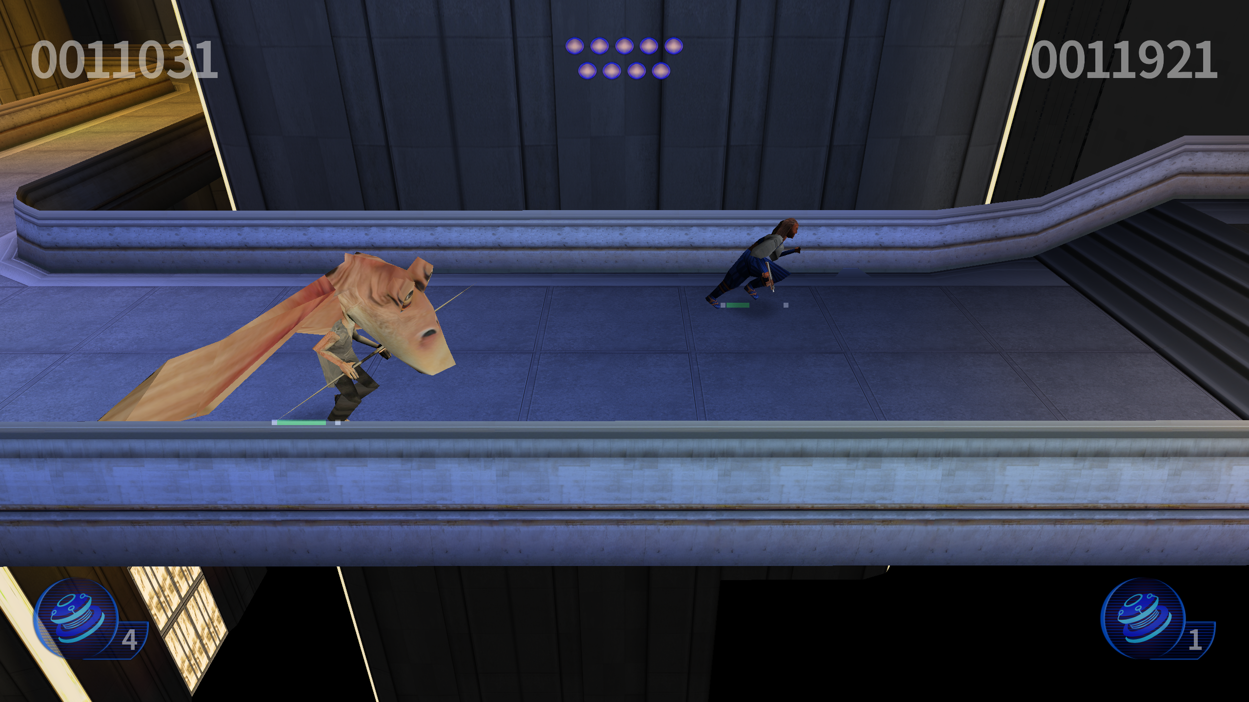 Star Wars Episode I - Jedi Power Battles - big head Jar Jar and mercenary