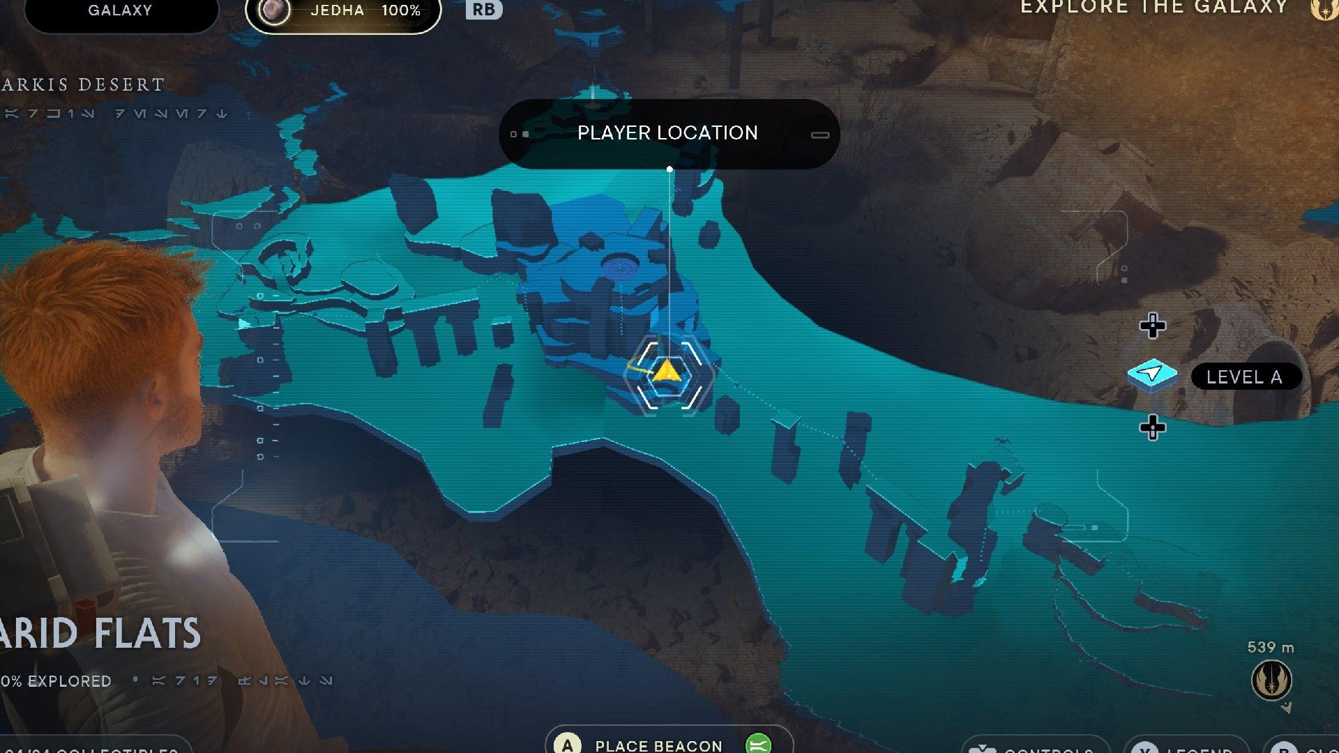 Star Wars Jedi Survivor image showing the location of a force echo on the map.