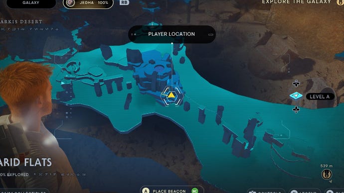 Star Wars Jedi Survivor image showing the location of a force echo on the map.