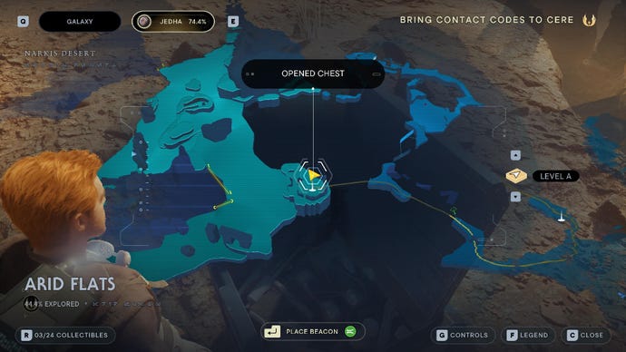 Star Wars Jedi Survivor screenshot showing the location of a chest on the map.