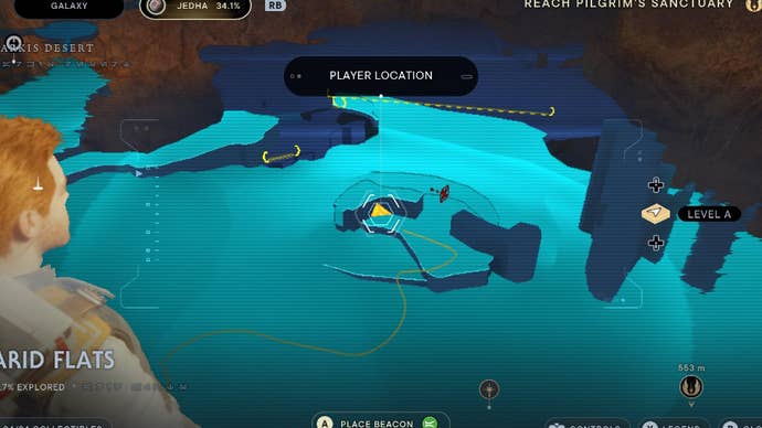 Star Wars Jedi Survivor screenshot showing the location of a databank on the map.