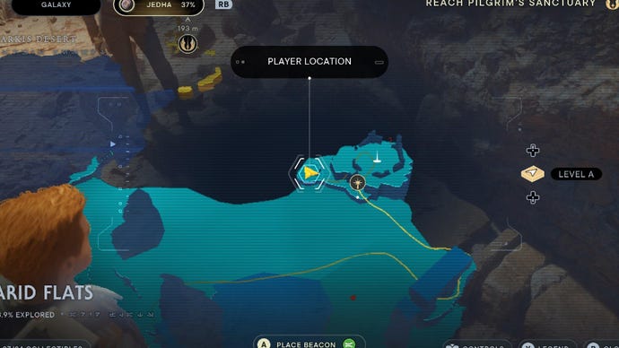 Star Wars Jedi Survivor screenshot showing the location of a databank on the map.