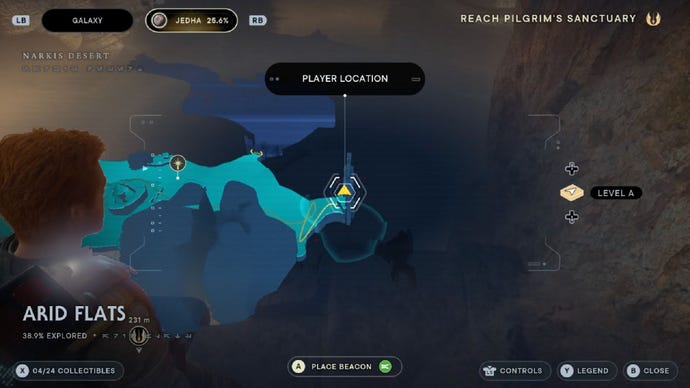 Star Wars Jedi Survivor screenshot showing the location of a databank on the map.