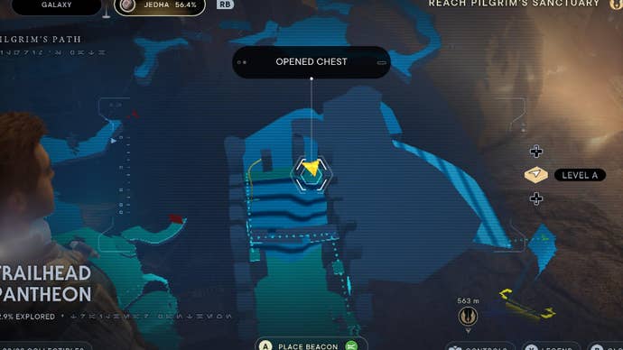 Star Wars Jedi: Survivor screenshot showing the location of a chest on the map.