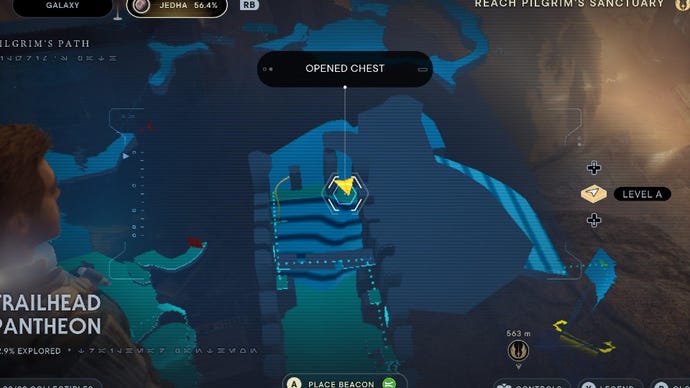 Star Wars Jedi: Survivor screenshot showing the location of a chest on the map.