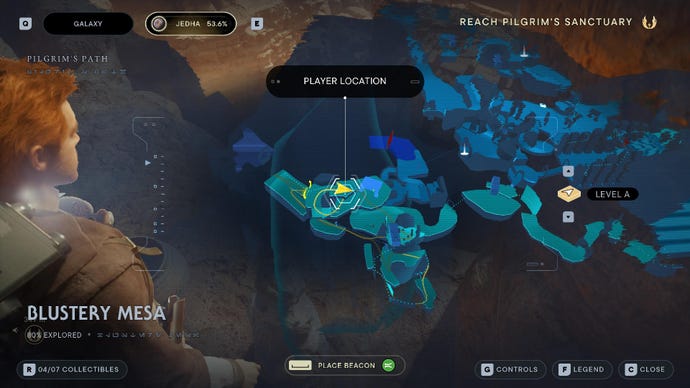 Star Wars Jedi: Survivor screenshot showing the location of a treasure on the map.