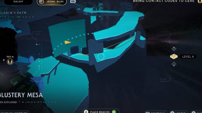 Star Wars Jedi: Survivor screenshot showing the location of a treasure on the map.