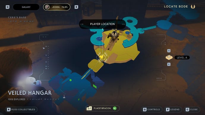 Star Wars Jedi Survivor screenshot showing the location of a chest on the map.