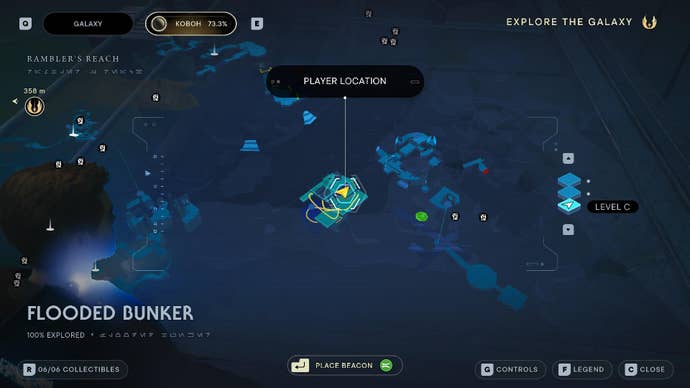 Star Wars Jedi Survivor screenshot showing the location of Cleland Cudds on the map.
