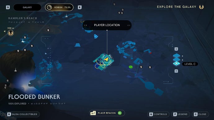 Star Wars Jedi Survivor screenshot showing the location of Cleland Cudds on the map.