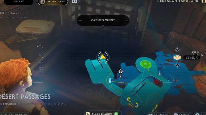Star Wars Jedi Survivor screenshot showing the location of a chest on the map.
