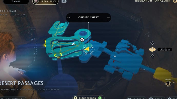 Star Wars Jedi Survivor screenshot showing the location of a chest on the map.
