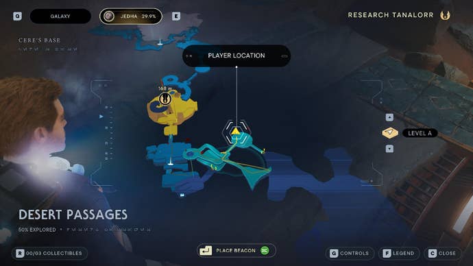 Star Wars Jedi Survivor screenshot showing the location of a force echo on the map.