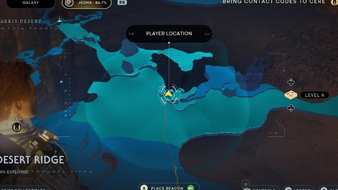 Star Wars Jedi Survivor screenshot showing the location of a Force Tear on the map.