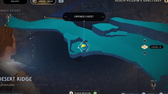 Star Wars Jedi Survivor screenshot showing the location of a chest on the map.
