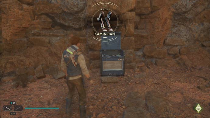 Star Wars Jedi Survivor screenshot showing Cal opening a chest on Jedha.