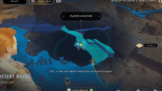 Star Wars Jedi Survivor screenshot showing the location of a databank on the map.