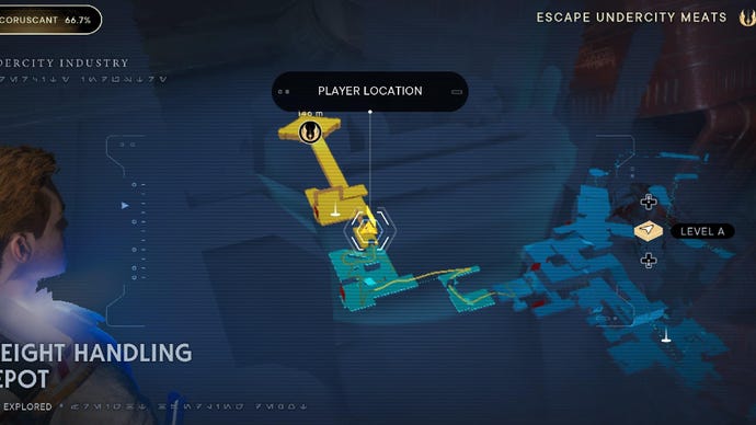 Star Wars Jedi Survivor screenshot showing the location of a scan on the map.