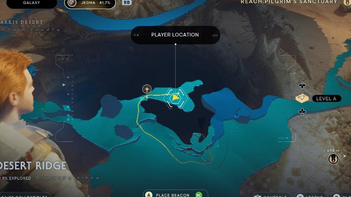 Star Wars Jedi Survivor screenshot showing the location of the Golden Skriton on the map.
