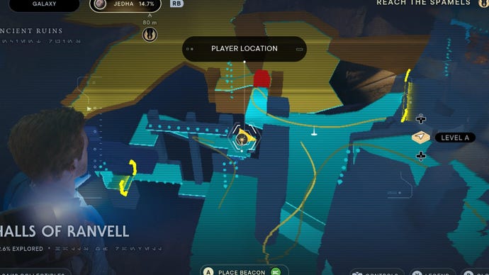 Star Wars Jedi Survivor screenshot showing the location of a databank on the map.