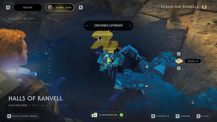 Star Wars Jedi Survivor screenshot showing the location of an essence on the map.