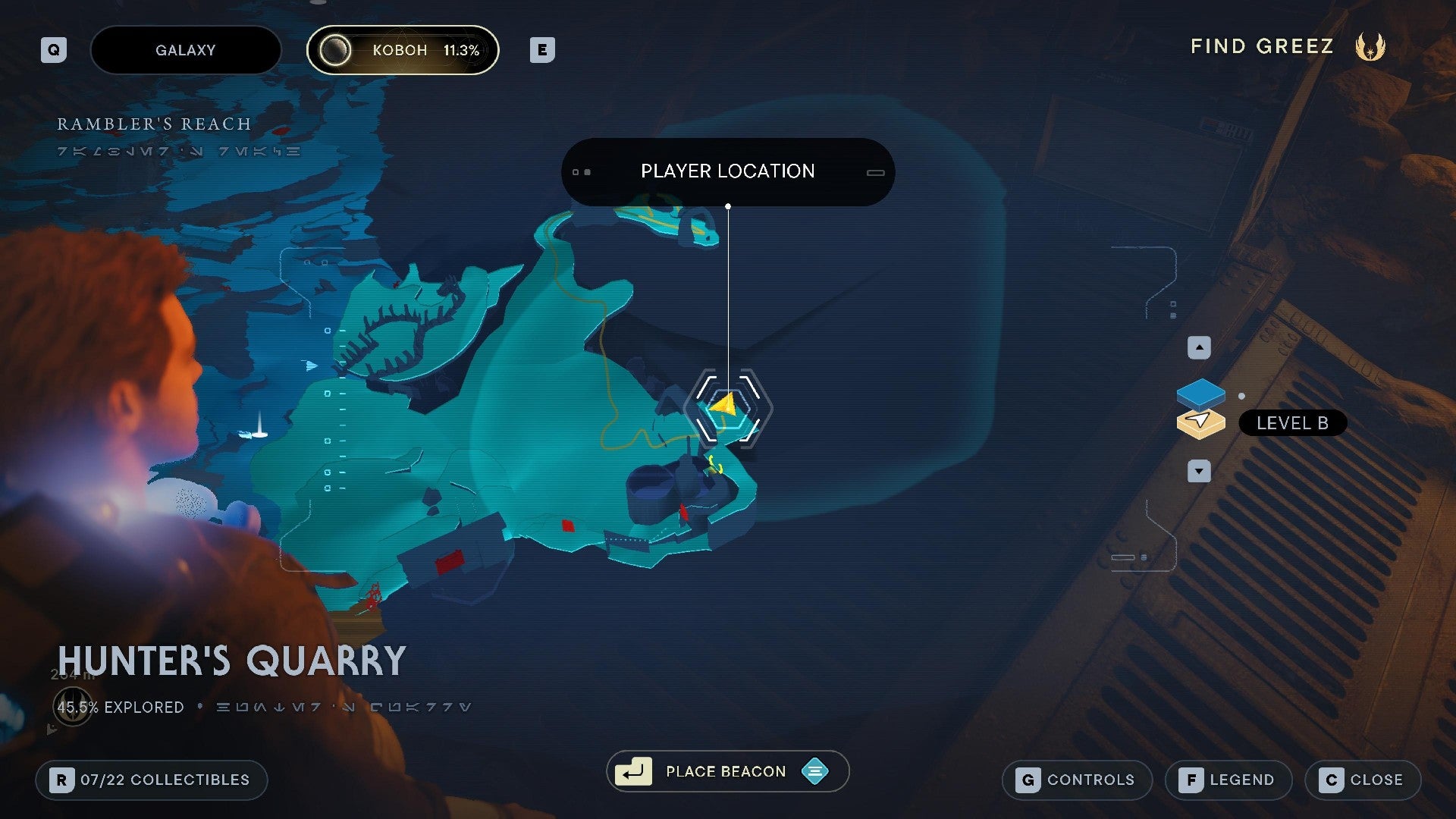 Star Wars Jedi Survivor screenshot showing the location of a chest on the map.