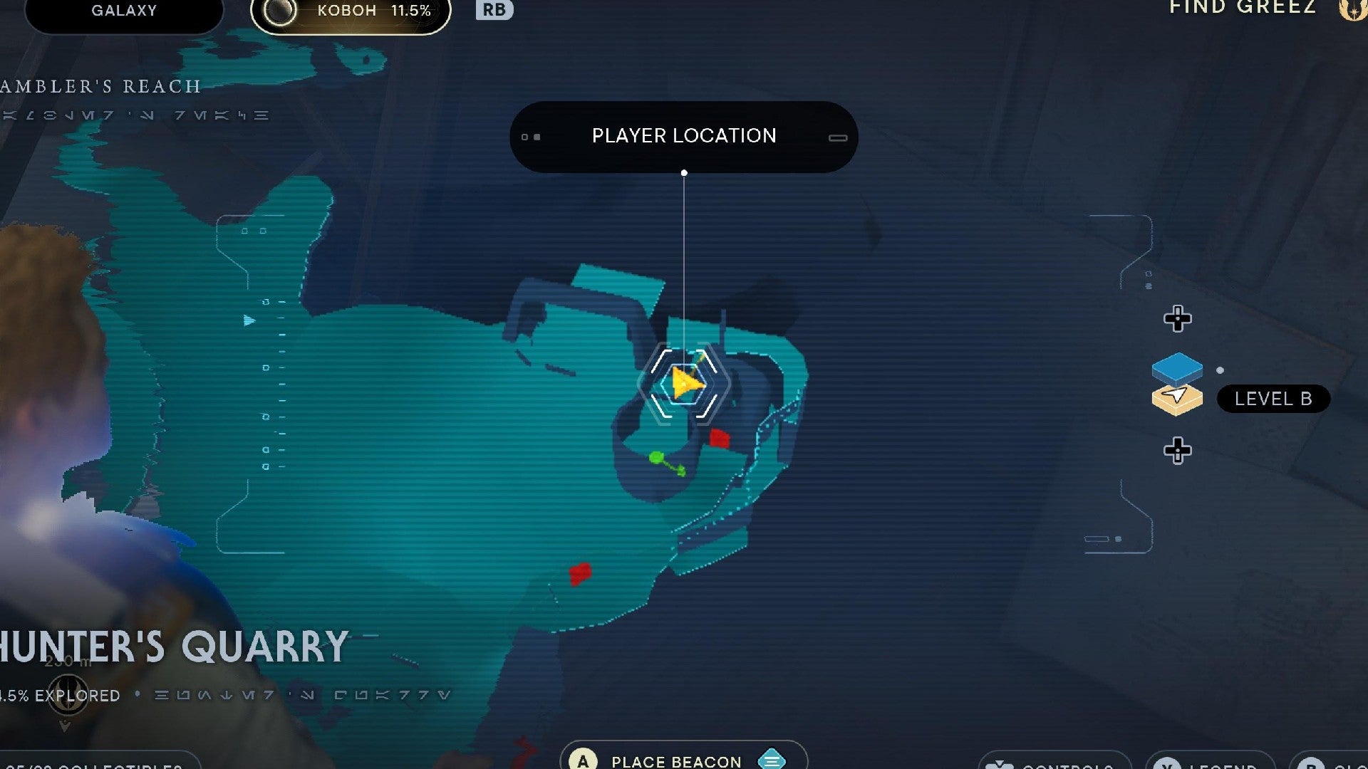 Star Wars Jedi Survivor screenshot showing the location of a Databank on the map.