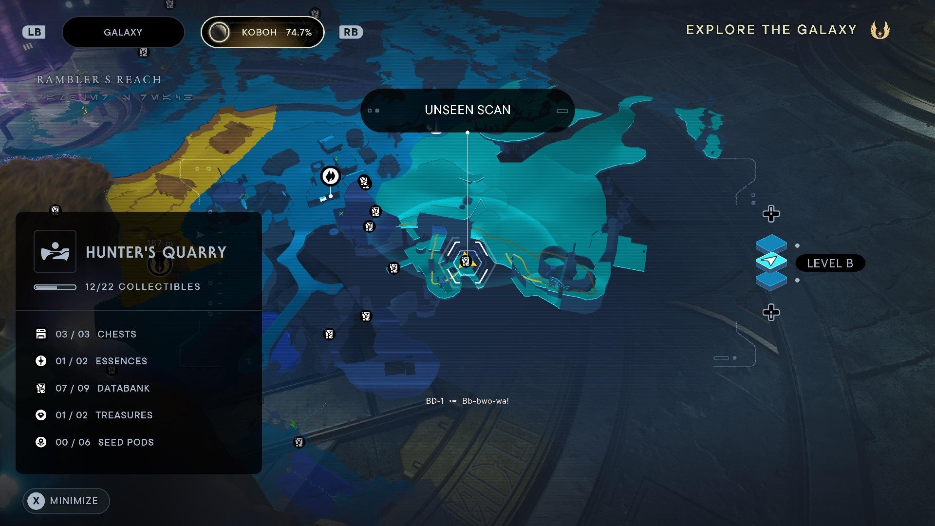 Star Wars Jedi Survivor screenshot showing the location of a Databank on the map.