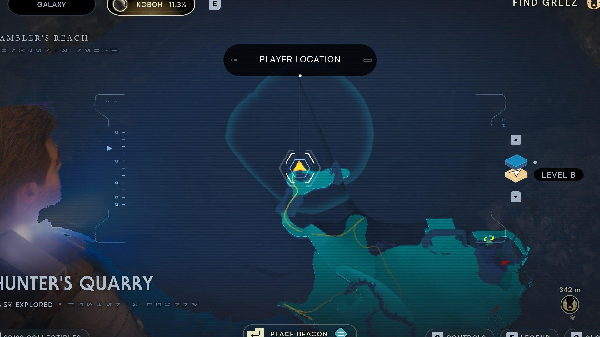 Star Wars Jedi Survivor screenshot showing the location of a Databank Scan on the map.