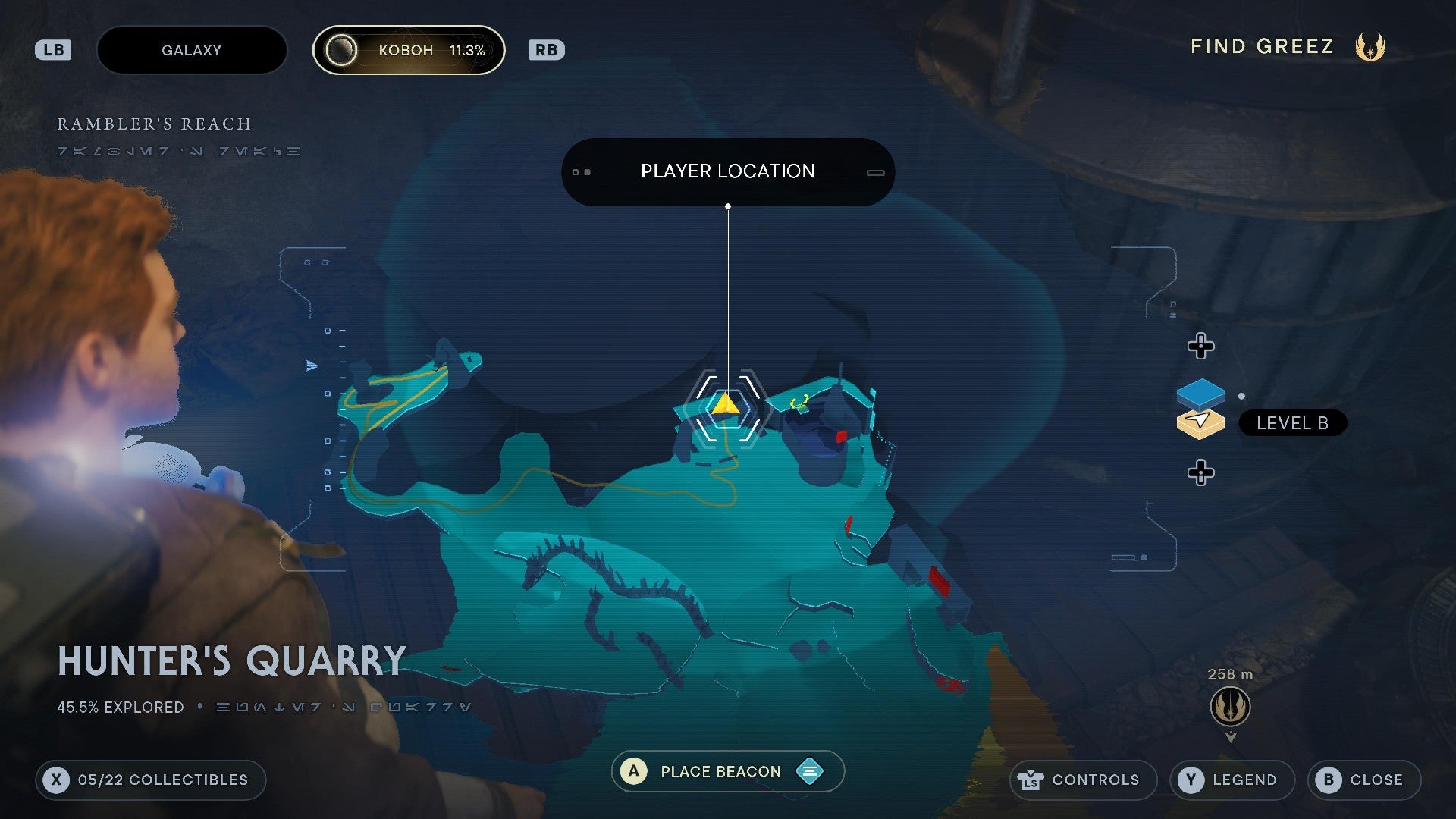 Star Wars Jedi Survivor screenshot showing the location of a Force Echo on the map.