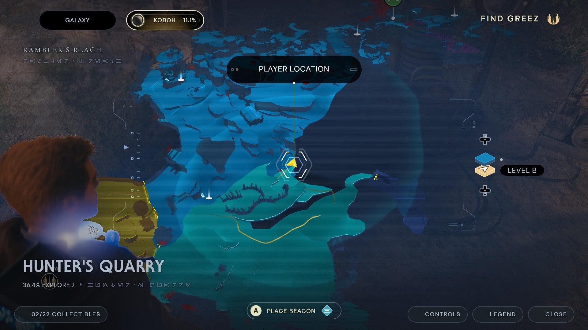 Star Wars Jedi Survivor screenshot showing the location of a Force Echo on the map.