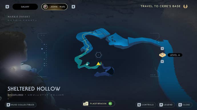 Star Wars Jedi Survivor screenshot showing the location of a Stim Canister on Jedha.