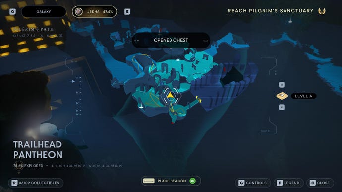 Star Wars Jedi Survivor image showing the location of a chest on the map.