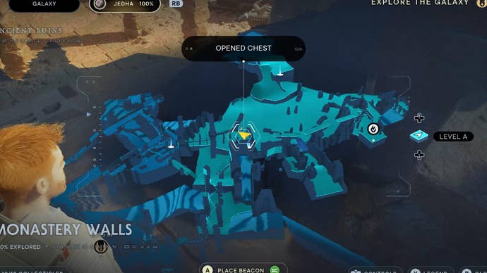 Star Wars Jedi Survivor screenshot showing the location of a chest on the map.