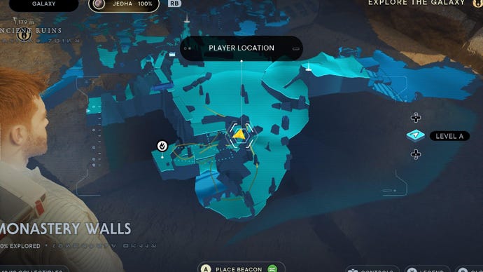 Star Wars Jedi Survivor screenshot showing the location of a chest on the map.