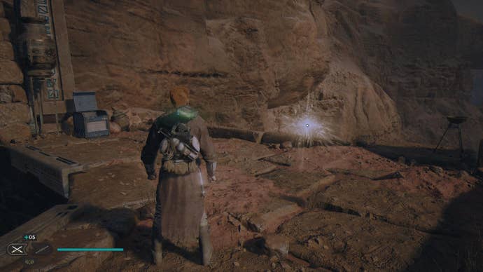 Star Wars Jedi Survivor screenshot showing Cal near a Force Tear, which causes the screen to darken and slightly contort.