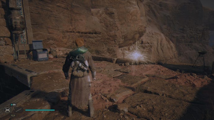 Star Wars Jedi Survivor screenshot showing Cal near a Force Tear, which causes the screen to darken and slightly contort.