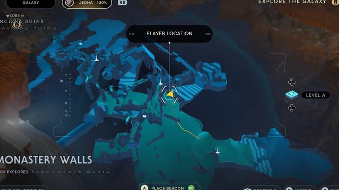 Star Wars Jedi Survivor screenshot showing the location of a Jedha Scroll on the map.