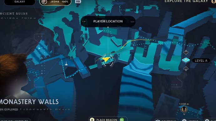 Star Wars Jedi Survivor screenshot showing the location of a Jedha Scroll on the map.