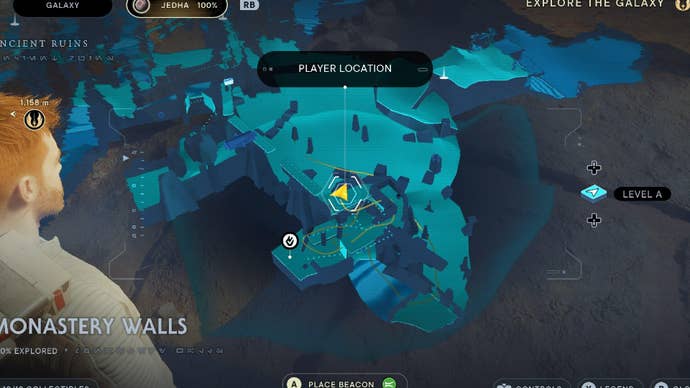 Star Wars Jedi Survivor screenshot showing the location of a Jedha Scroll on the map.