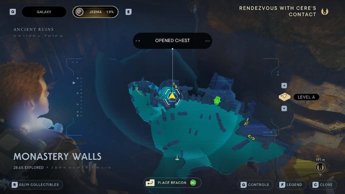 Star Wars Jedi Survivor screenshot showing the location of a chest on the map.
