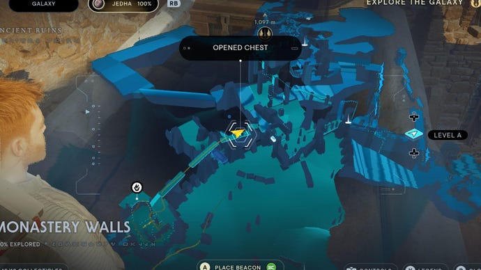 Star Wars Jedi Survivor screenshot showing the location of a chest on the map.